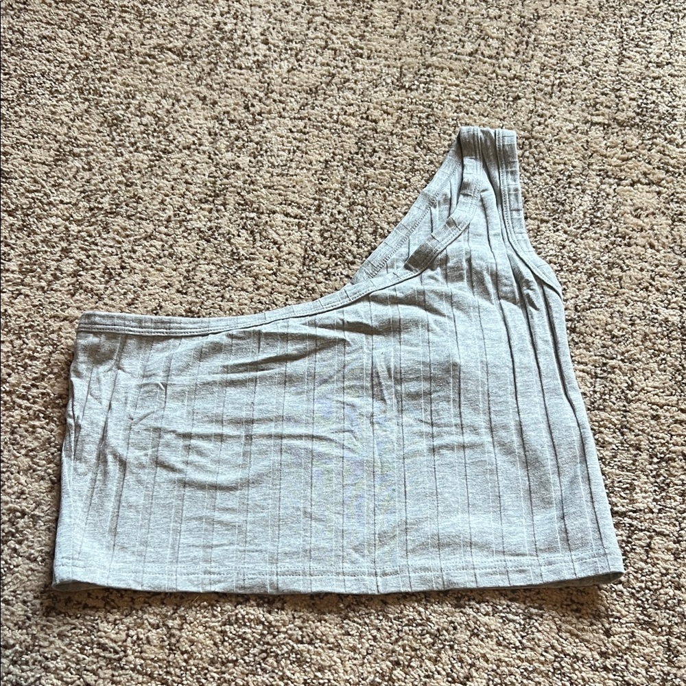 SHEIN Gray One-Shoulder Tank Top